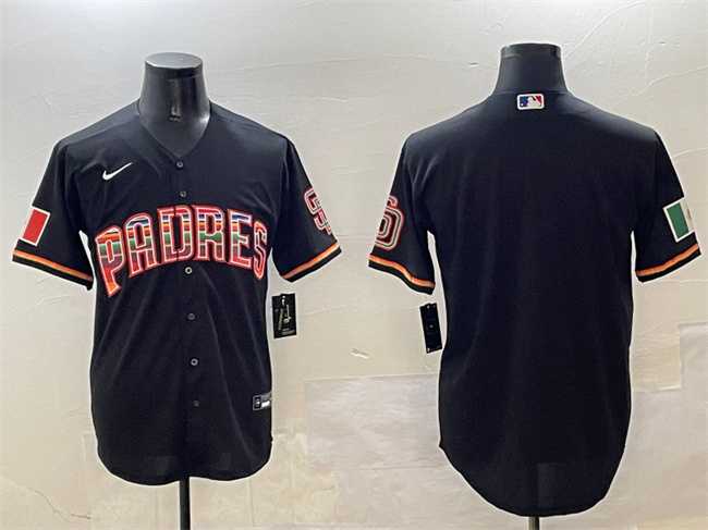 Mens San Diego Padres Blank Black Mexico Cool Base Stitched Jersey